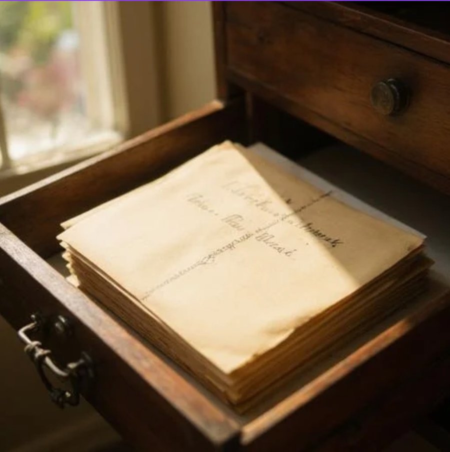 A warm photograph of handwritten letters tied with a ribbon
